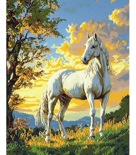 セラミック絵画　馬　陶芸絵画　ダイヤモンド絵画　風水に良い Amazon.co.jp: 開運風水絵画風ヒーリングアート白馬No.18